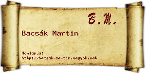 Bacsák Martin névjegykártya