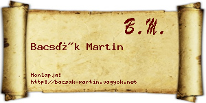Bacsák Martin névjegykártya